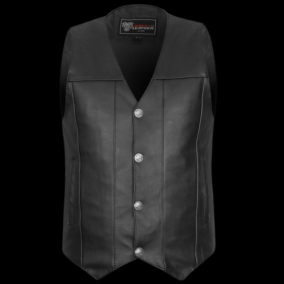 Men's Premium Cowhide Leather Plain Side Buffalo Nickel Vest - Picture 6 of 7